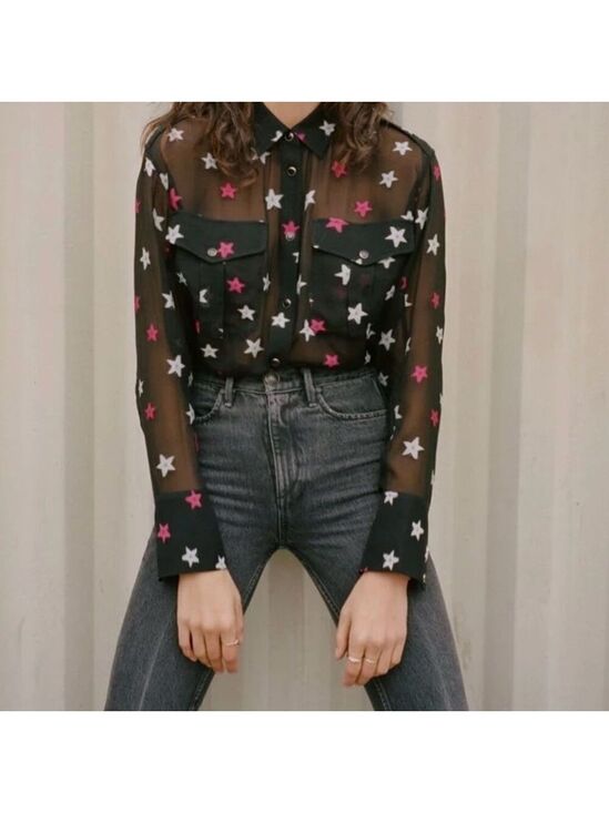 Rag & Bone Tops - Rag & Bone Women's Black Collared Long Sleeve Blouse Size M